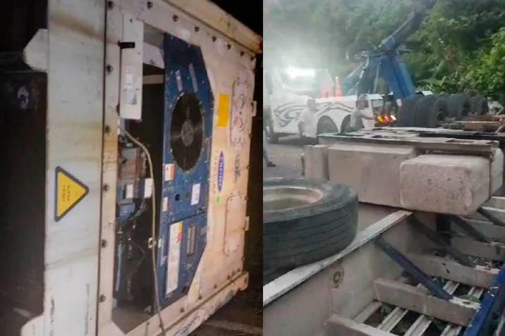 Tractocamión volcado colapsó Vía San Alberto- La Esperanza