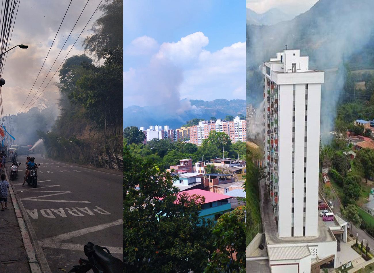 Bomberos trabajan para apagar incendios en Piedecuesta y Floridablanca