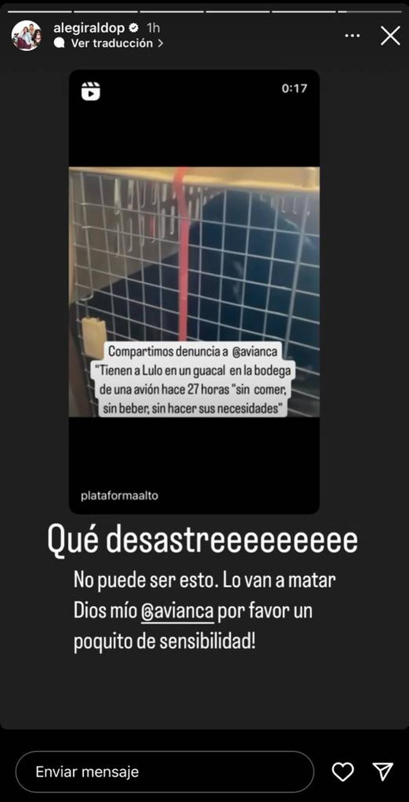 Presunto maltrato animal por parte de Avianca