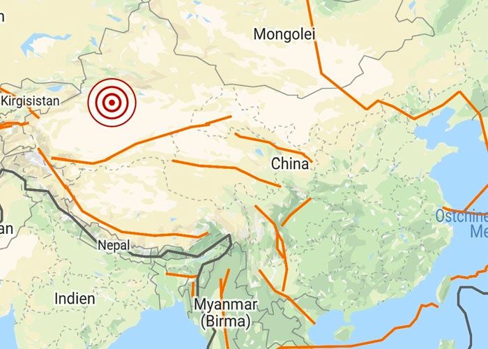 Terremoto de magnitud 7,0 en la frontera entre China y Kirguistán