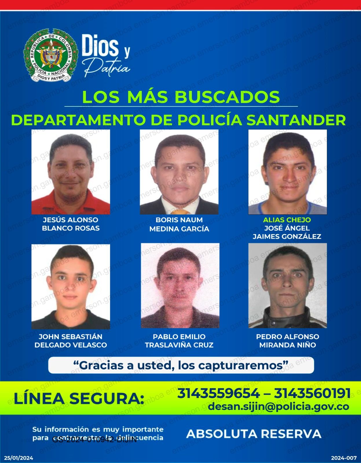 Estos son los hombres más buscados en Santander