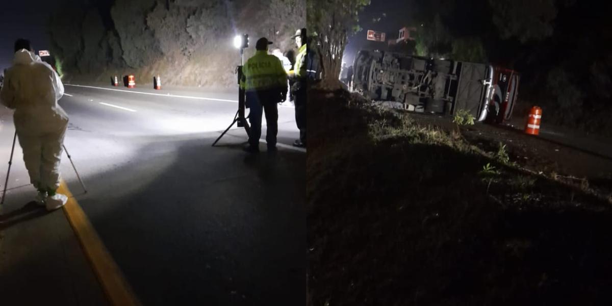 Volcamiento de bus en vía Bogotá - Tunja dejó dos fallecidos y varios heridos