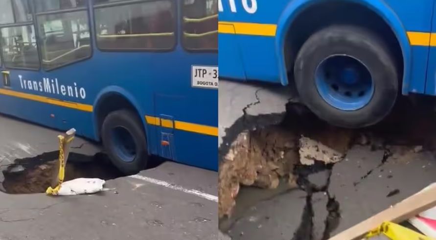 Bus del Sitp quedó en el aire tras colapso
