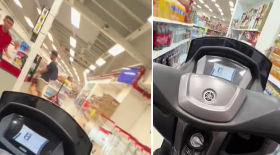 VIDEO. Influencer ingresa en moto a tienda D1 para hacer compras