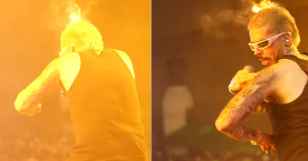 VIDEO. Reykon sufrió incidente con un lanzallamas en pleno concierto