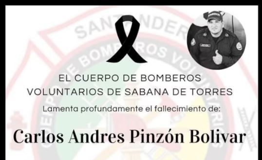 Bombero murió durante su labor en Sabana de Torres