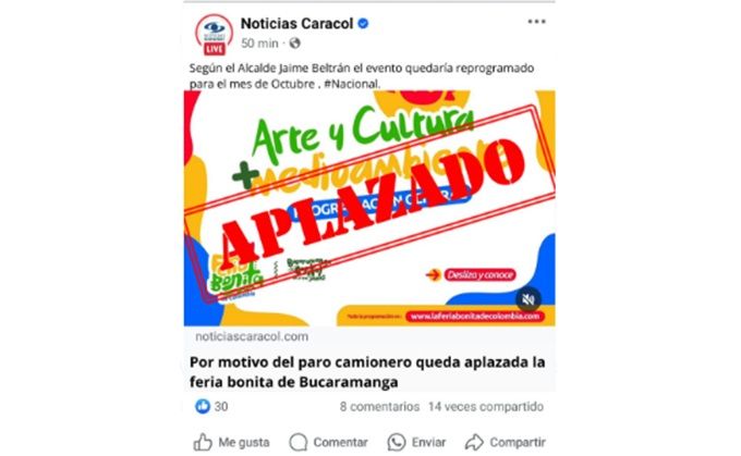 Alcaldía de Bucaramanga desmiente información falsa cancelación de la Feria
