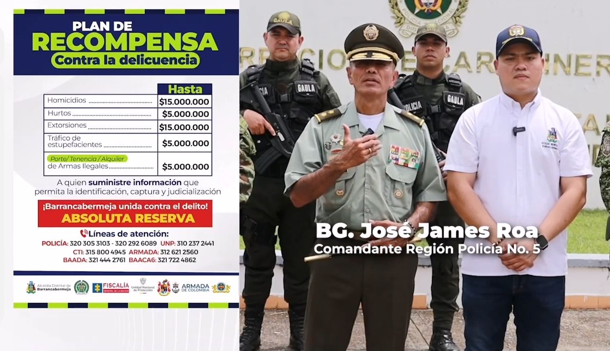 Barrancabermeja ofrece jugosas recompensas para combatir la delincuencia