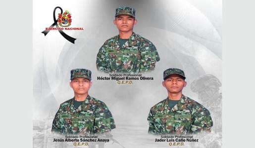 Tres soldados muertos en emboscada del ELN