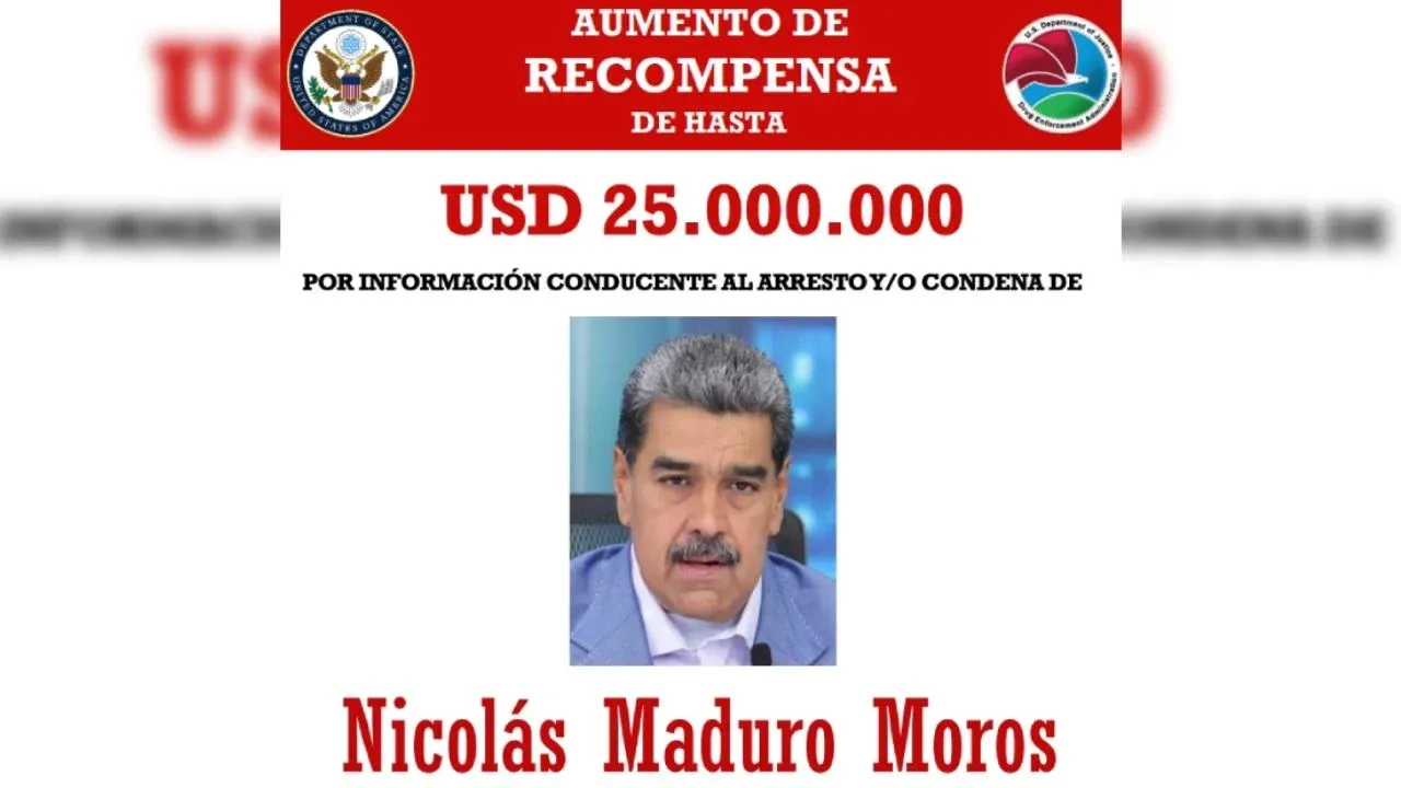 Estados Unidos duplicó a 50 millones de dólares la recompensa por Nicolás Maduro
