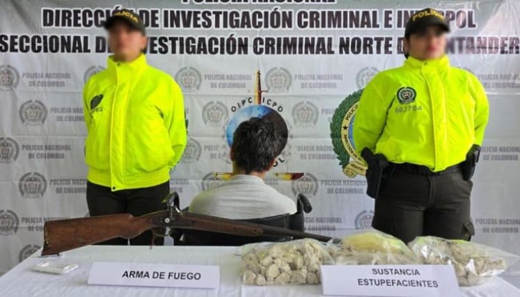 Detienen a hombre en silla de ruedas que cargaba una escopeta y casi 3 kilos de coca en Norte de Santander
