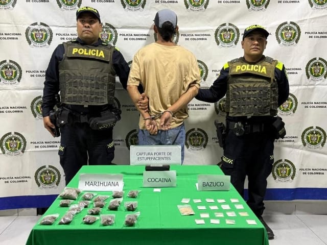 Joven fue sorprendido equipado de estupefacientes que serían distribuidos en cercanías de colegios en Santander