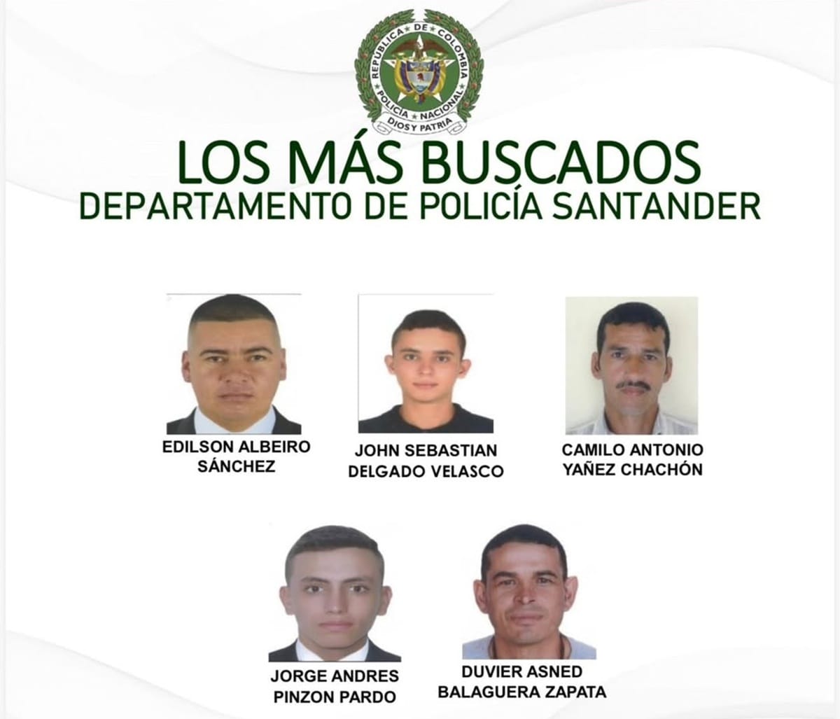 Policía publica el cartel de los más buscados en Santander