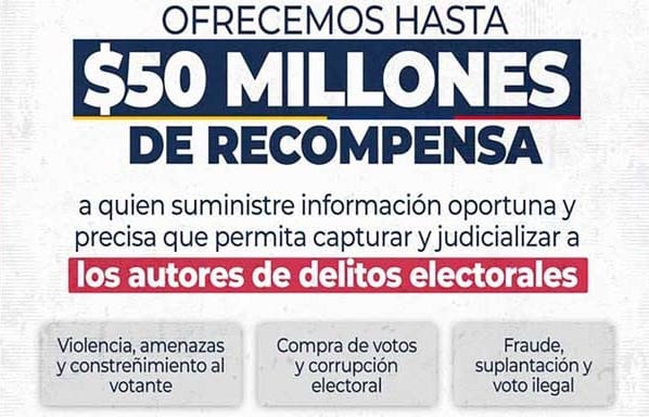 Jugosa recompensa ofrece el gobierno a quien denuncia delitos electorales