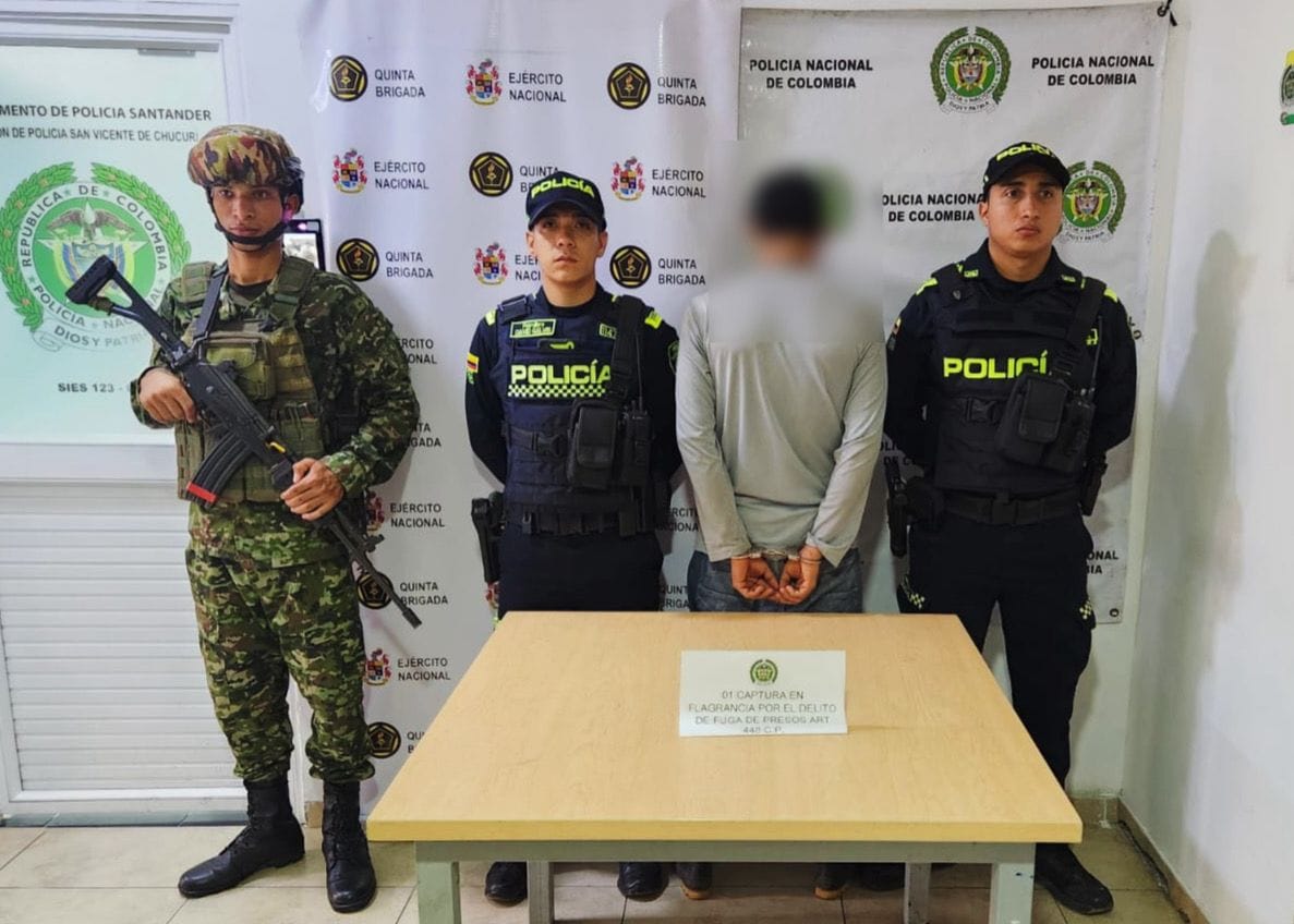 Capturado en flagrancia por fuga de presos en zona rural de San Vicente de Chucurí