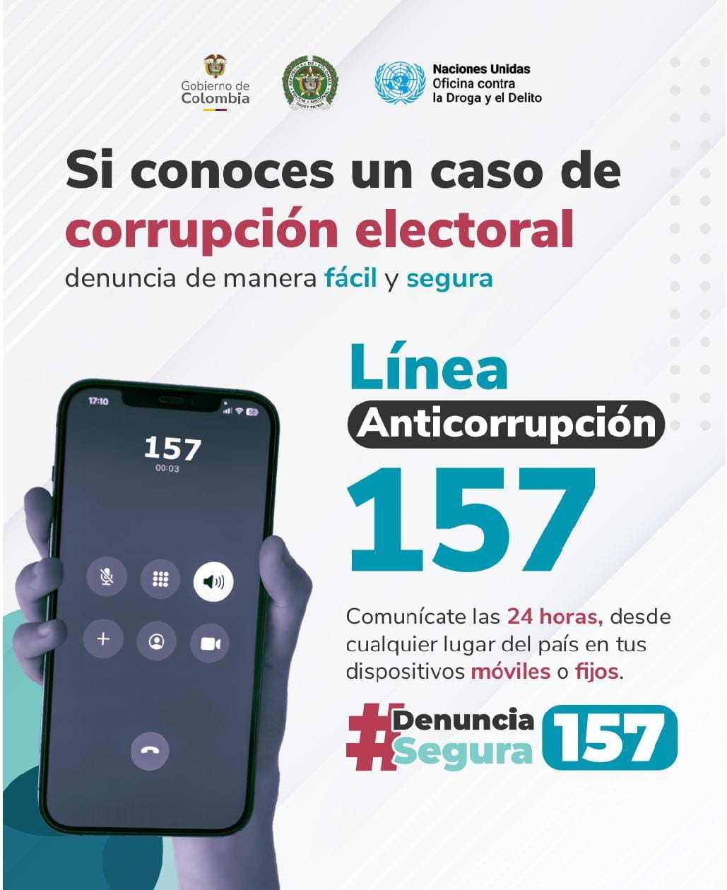 Policía invita a denunciar irregularidades electorales a través de la línea anticorrupción #15