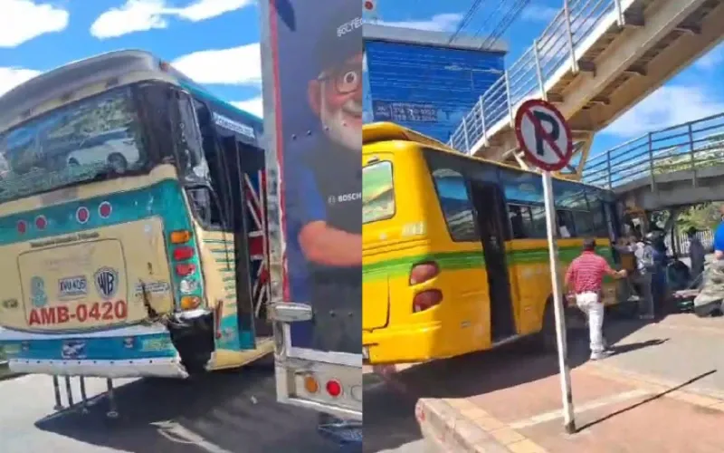 Accidente de buses paralizó la vía en Piedecuesta
