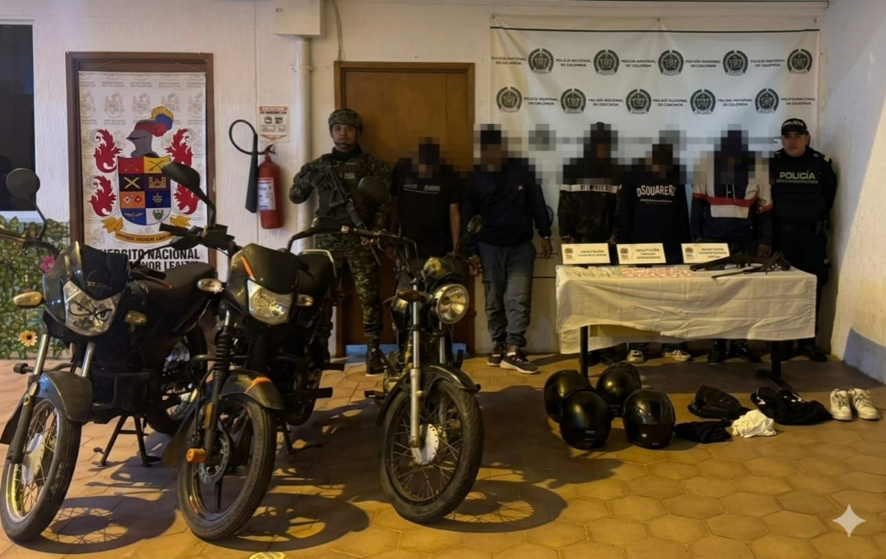 Incautan armas de fuego, droga, motos y ocho personas capturadas en Piedecuesta