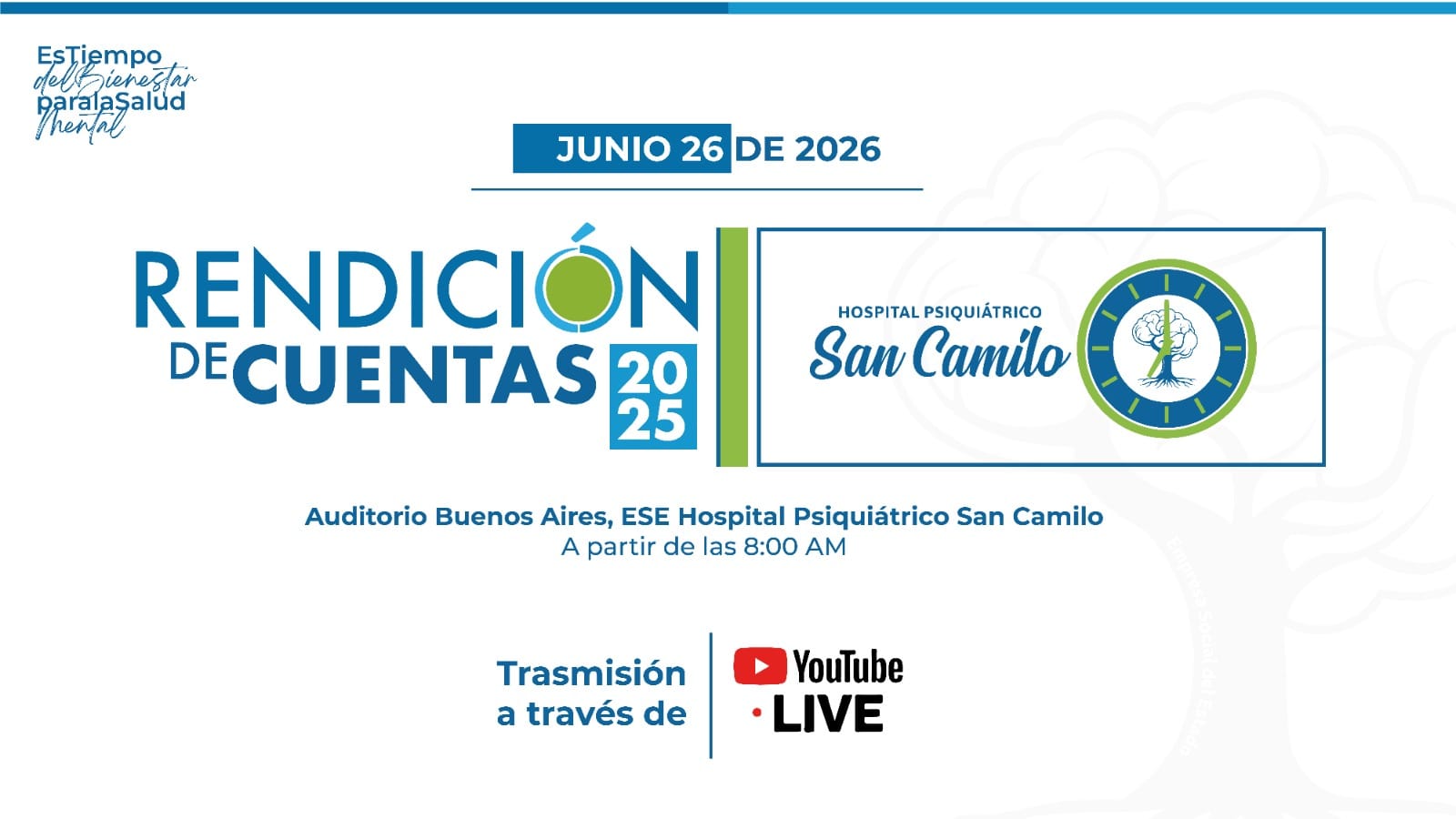 E.S.E. Hospital Psiquiátrico San Camilo tendrá rendición de cuentas