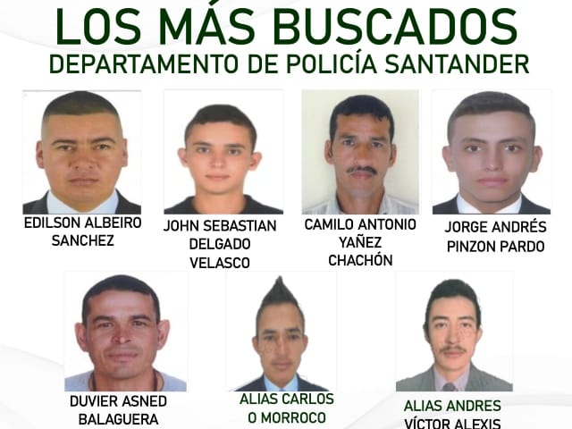 ¿Los ha visto? Policía revela cartel de los más buscados en Santander y ofrecen hasta $50 millones de recompensa