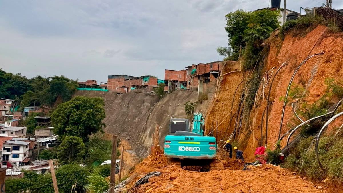 Obras de mitigación en el barrio La Feria de Bucaramanga están cerca de terminarse