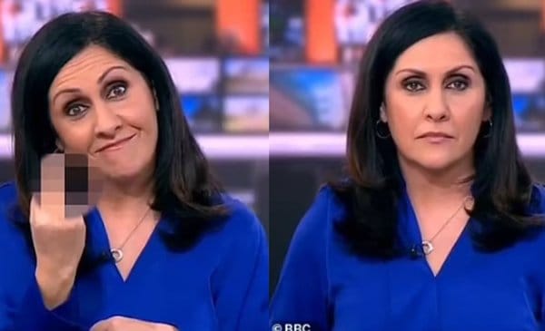 Presentadora de la BBC hace gesto obsceno en directo imagen de la publicación