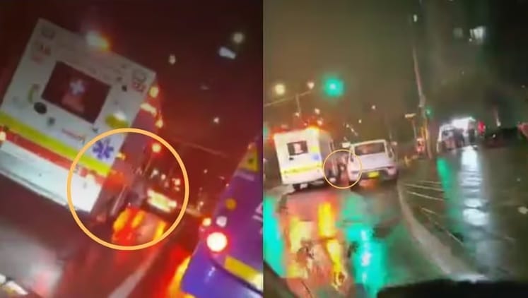 Insólita odisea de un conductor colgado de una ambulancia imagen de la publicación