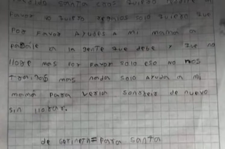 Carta al Niño Dios: Niña pide ayuda para su mamá por deudas con ‘gota a gota’ imagen de la publicación