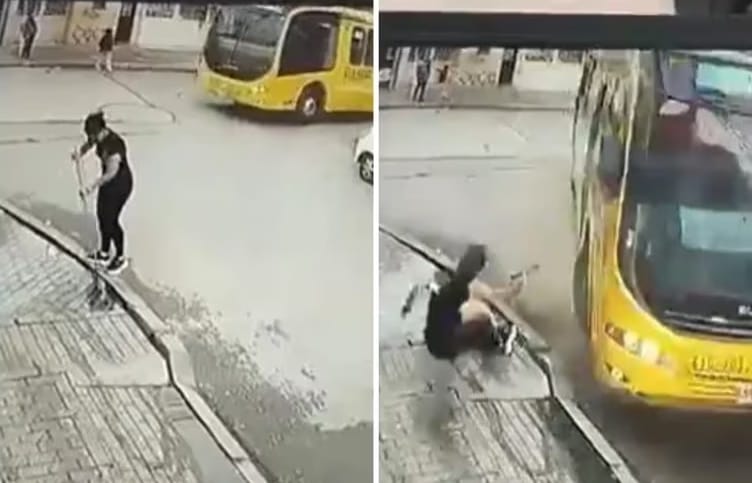 VIDEO. Mujer fue arrollada por bus del Sitp mientras barría un andén imagen de la publicación