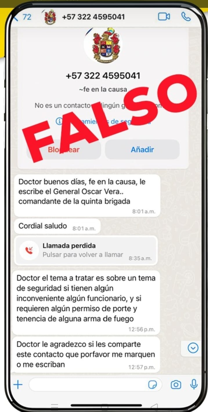 Suplantación de identidad : La práctica delictiva que afectó al Comandante de la Quinta Brigada imagen de la publicación