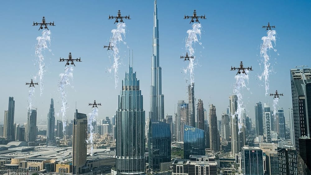 Lluvia artificial con drones en Dubai imagen de la publicación