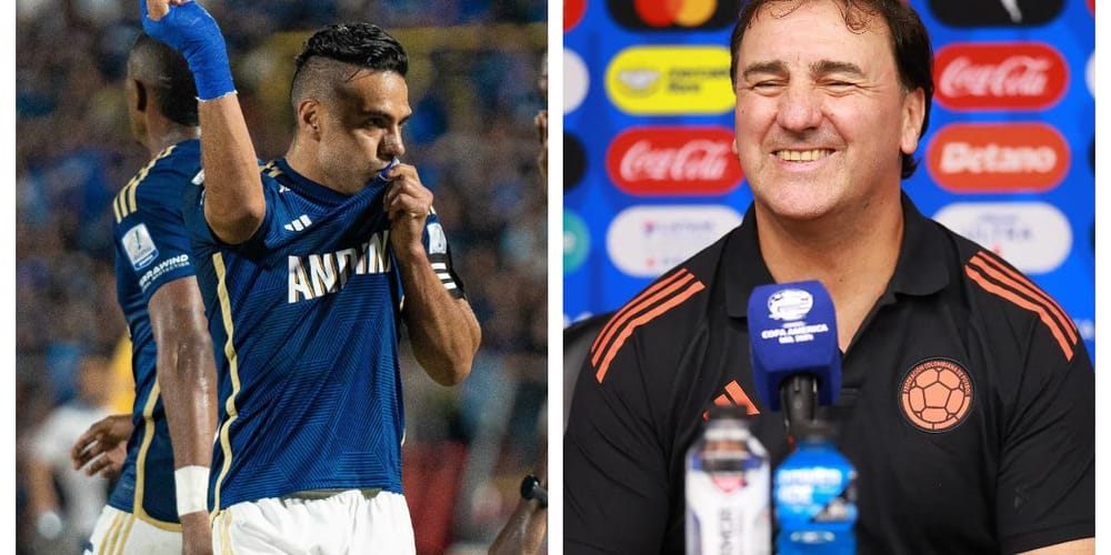 Néstor Lorenzo celebra el gol de Falcao con Millonarios imagen de la publicación