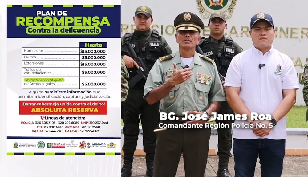 Barrancabermeja ofrece jugosas recompensas para combatir la delincuencia imagen de la publicación