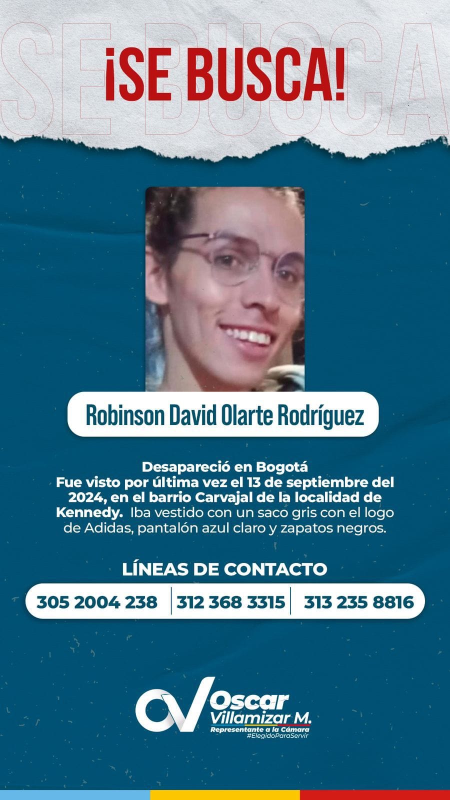 Santandereano se encuentra desaparecido en Bogotá imagen de la publicación