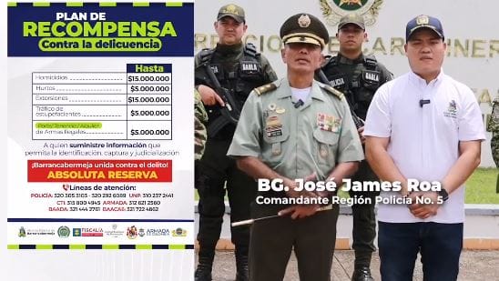 Nuevo plan de recompensas en Barrancabermeja para combatir la delincuencia imagen de la publicación