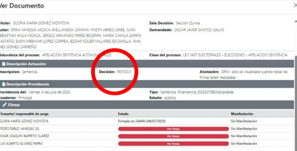 Consejo de Estado dejó en firme elección del Alcalde de Piedecuesta imagen de la publicación