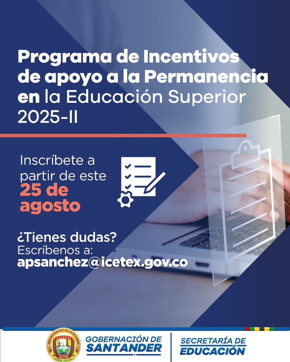 Gobernación de Santander abre segunda convocatoria de Incentivos 2025-2 para estudiantes de educación superior imagen de la publicación