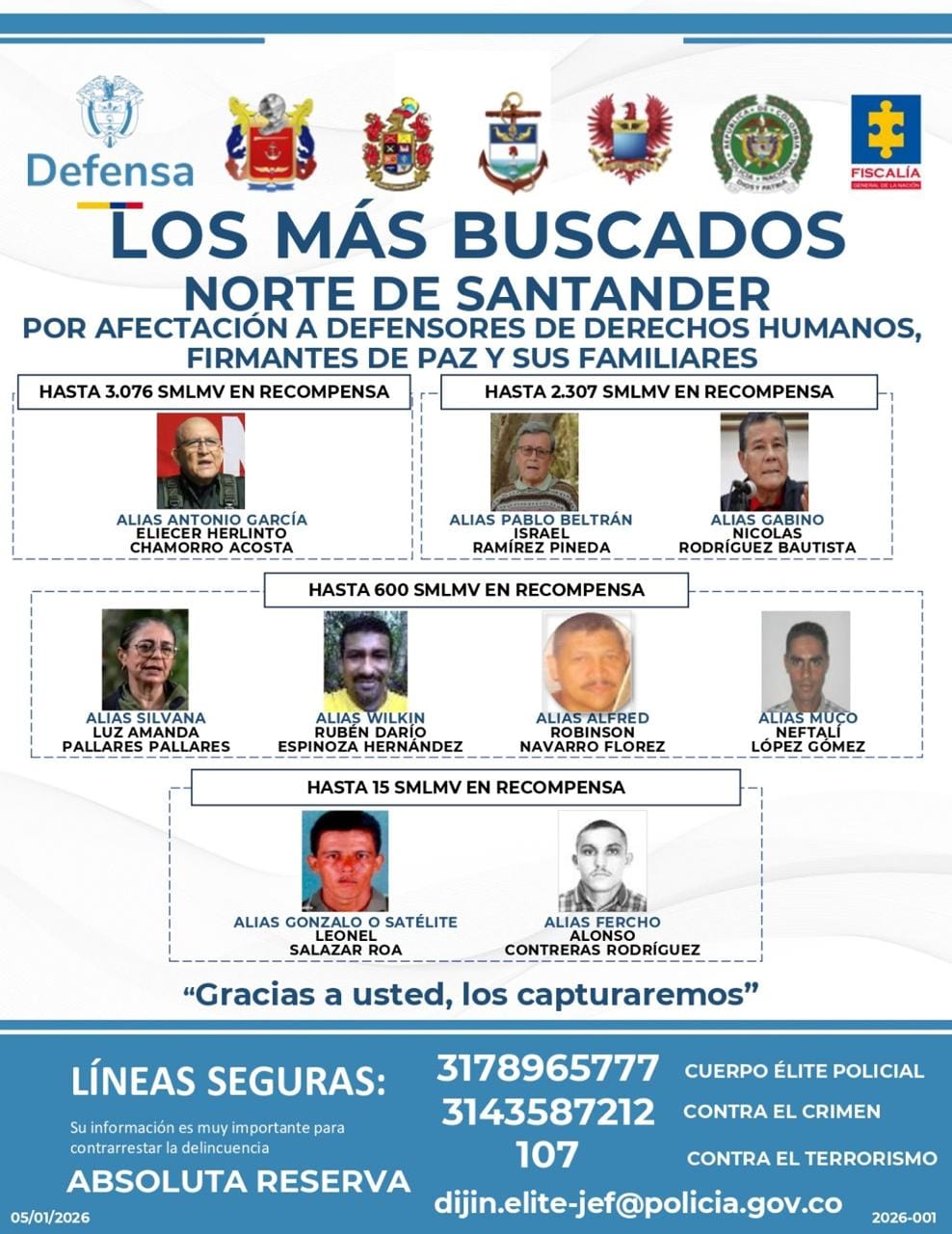 Ofensiva con recompensas contra cabecillas del ELN imagen de la publicación