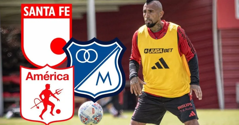 Arturo Vidal entrenó en la sede de Santa Fe durante su paso por Bogotá imagen de la publicación