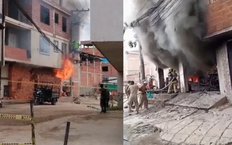 Explosiones y un voraz incendio sembraron el pánico en una ferretería de Piedecuesta imagen de la publicación