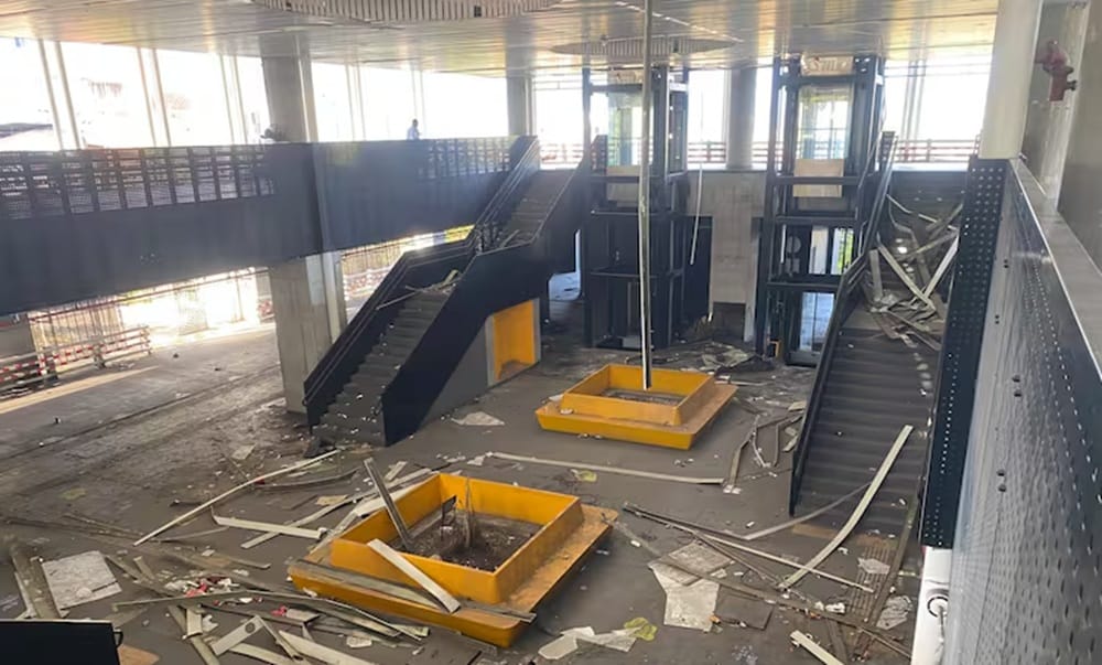 De la estación temprana de Metrolínea en Piedecuesta sólo queda el esqueleto imagen de la publicación
