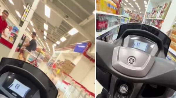 VIDEO. Influencer ingresa en moto a tienda D1 para hacer compras