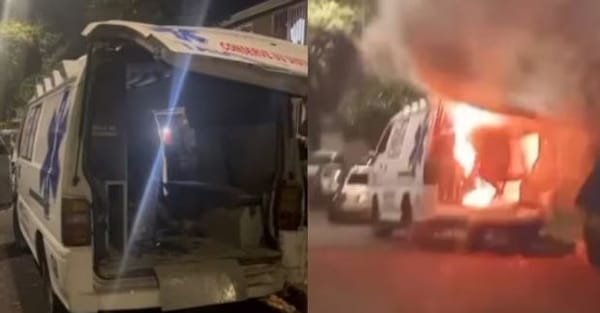 Hampones robaron insumos médicos de una ambulancia y le prendieron fuego en Bucaramanga