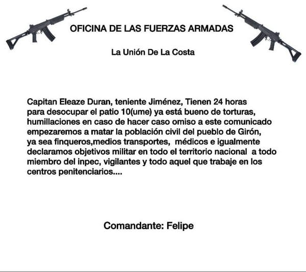 Sin protección adecuada y amenazado se mantiene Director de la Cárcel Palogordo