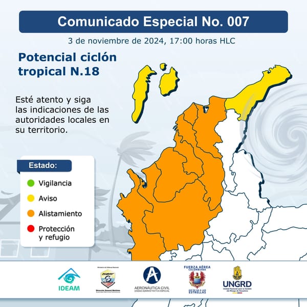 Un ciclón tropical amenaza al Caribe colombiano