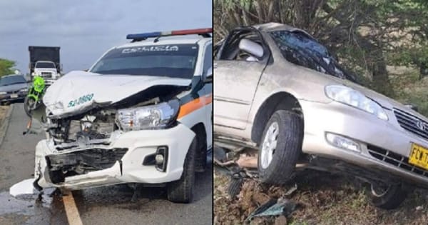 Tres muertos en violento choque contra una patrulla de Policía