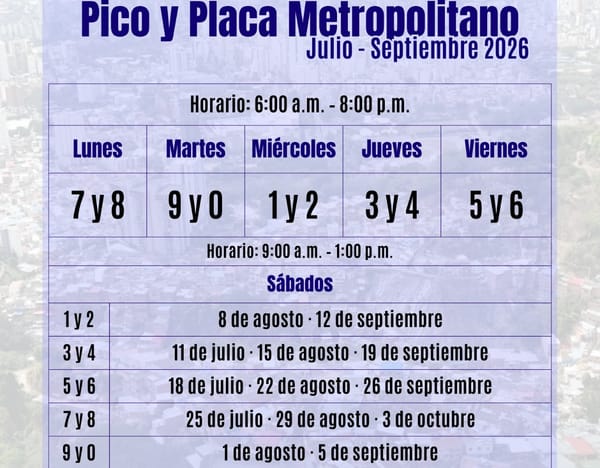 Toda el Área Metropolitana rotará el Pico y Placa desde el 6 de julio