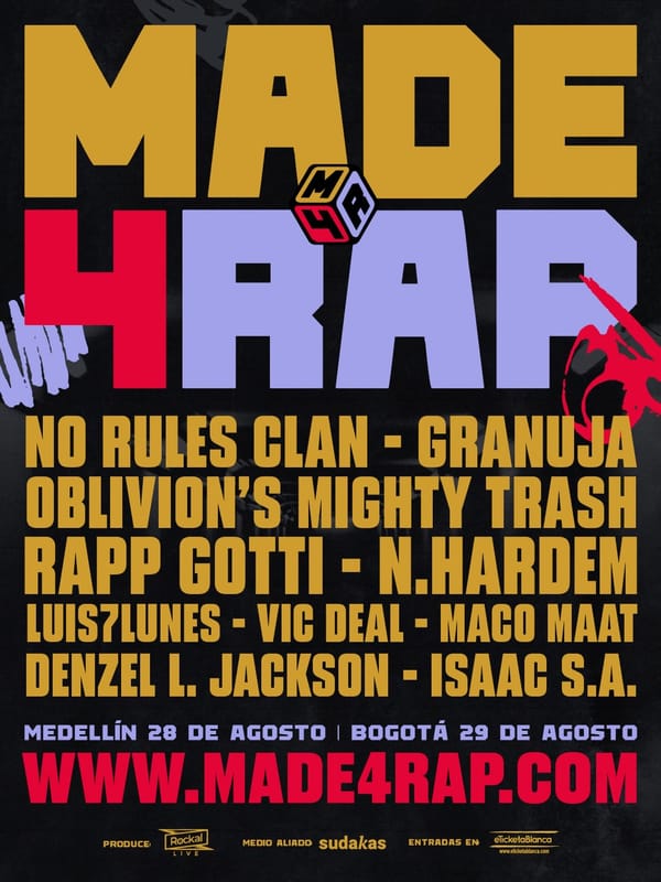 MADE4RAP llega a Medellín y Bogotá para unir rap, cultura y solidaridad