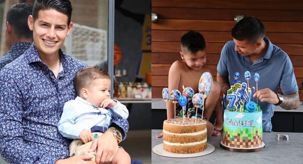 Con temática de Minecraft James Rodríguez celebró los siete años de su hijo Samuel