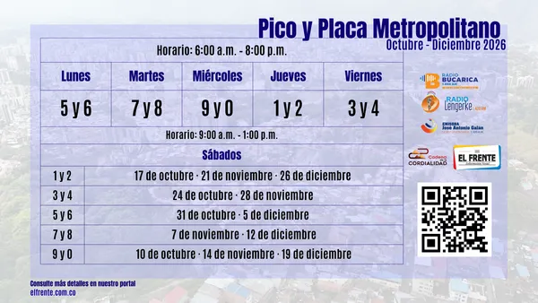 Bucaramanga cambia el Pico y Placa desde el 5 de octubre